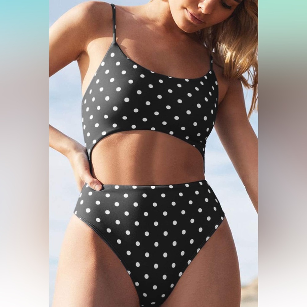 Meyeeka Womens Scoop Neck Cut Out Front Lace Up Back High Cut Monokini One Piece